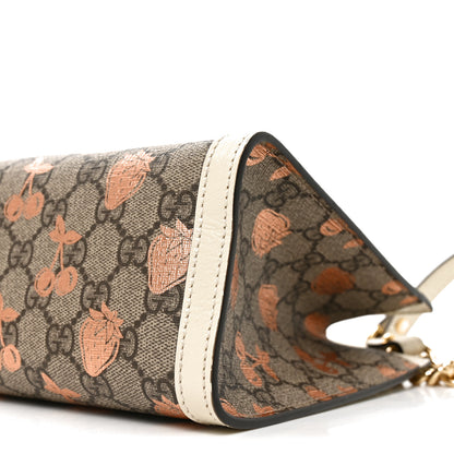 Gucci GG Supreme Monogram Berry Textured Dollar Calfskin Small Padlock Tote Beige Ebony Light Copper Mystic White 10 of 10