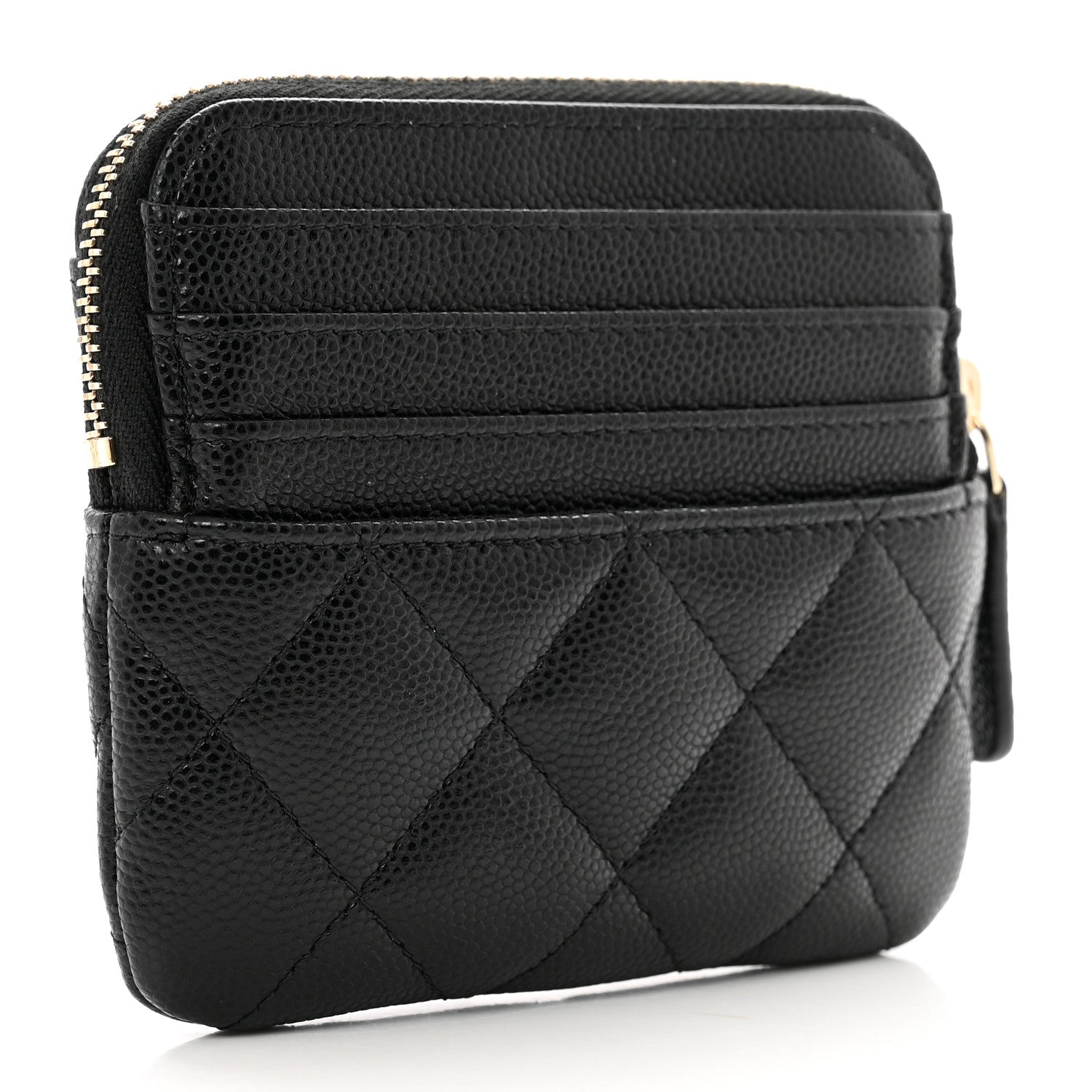 Chanel Caviar Quilted Zip Card Holder Wallet Black 3 of 8