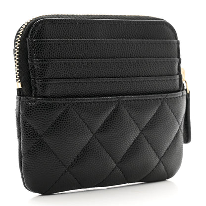 Chanel Caviar Quilted Zip Card Holder Wallet Black 3 of 8