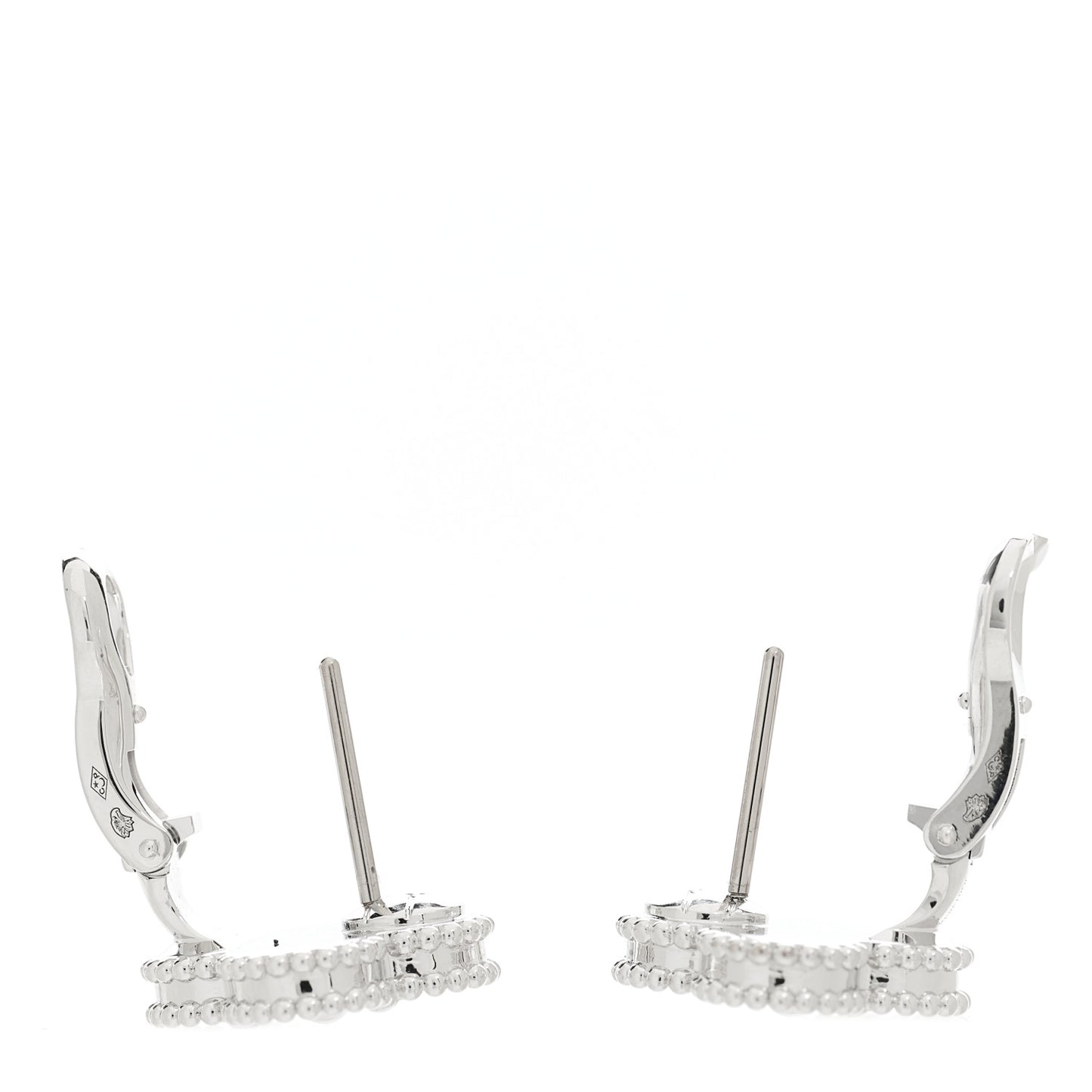 18K White Gold Guilloche Vintage Alhambra Earrings