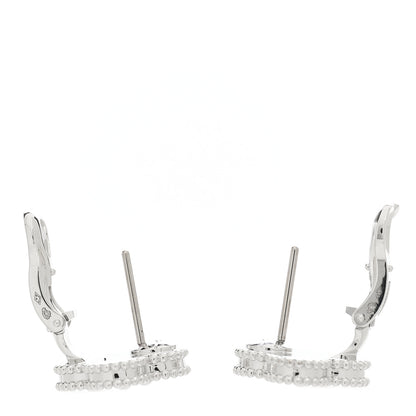 Van Cleef & Arpels 18K White Gold Guilloche Vintage Alhambra Earrings 4 of 6