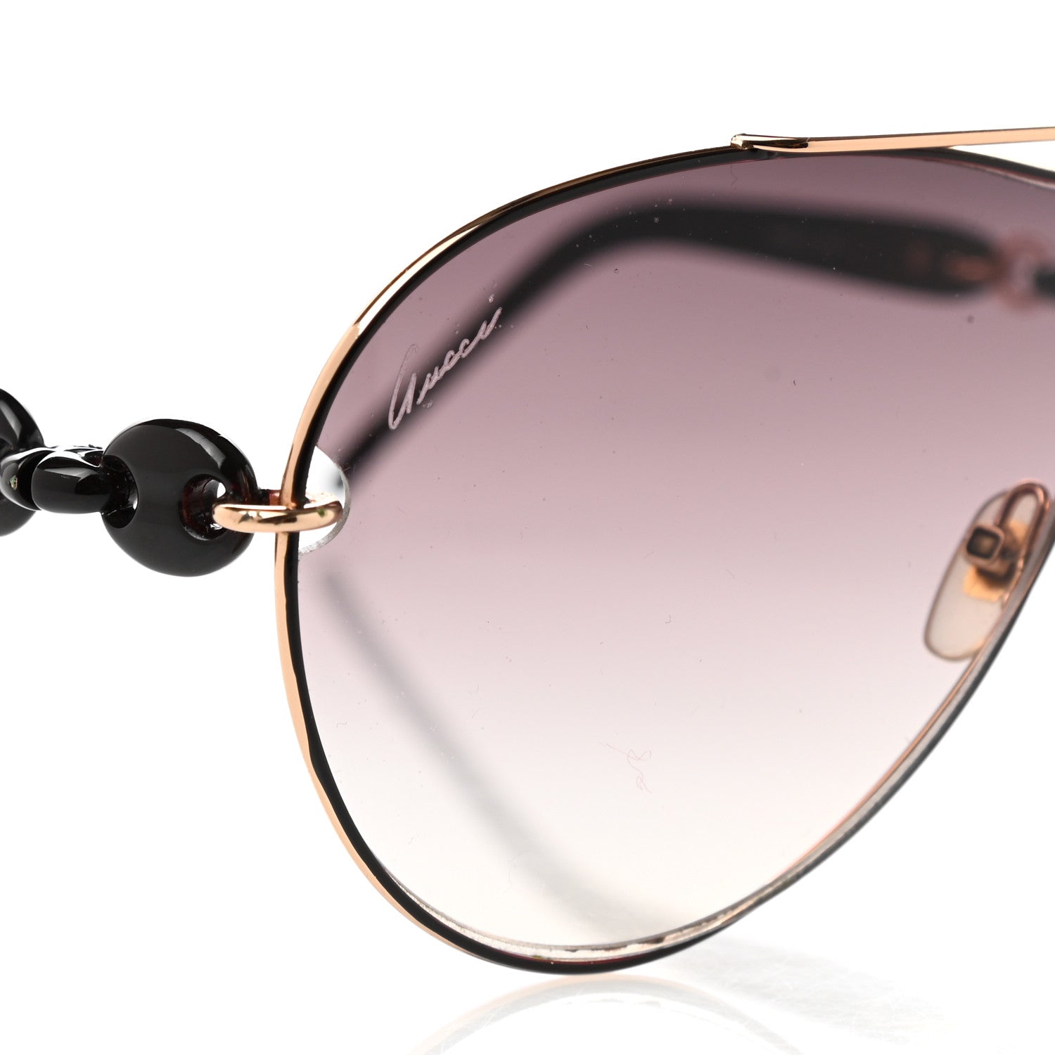 Gucci Marina Chain Aviator Sunglasses Gold Black 7 of 8