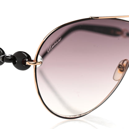 Gucci Marina Chain Aviator Sunglasses Gold Black 7 of 8