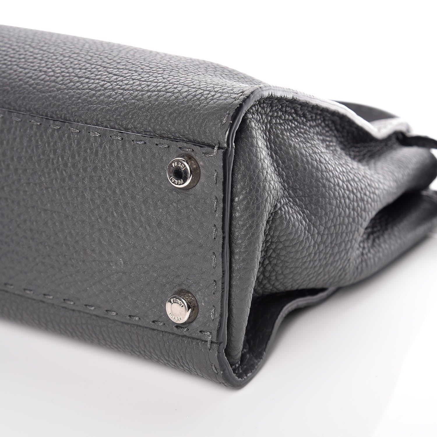 Fendi Cuoio Romano Selleria Bi-Color Medium Peekaboo Iconic Satchel Asfalto Latte 7 of 11