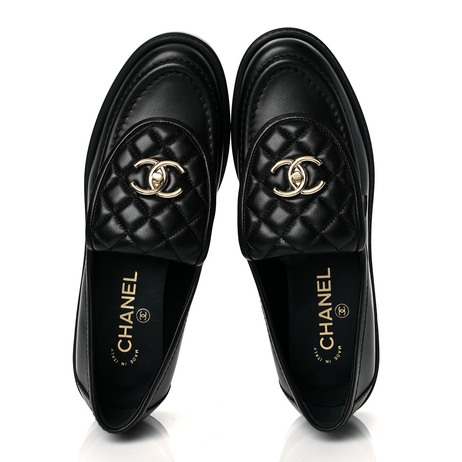 Chanel Lambskin Quilted CC Turnlock Loafers 39 Black 5 of 10