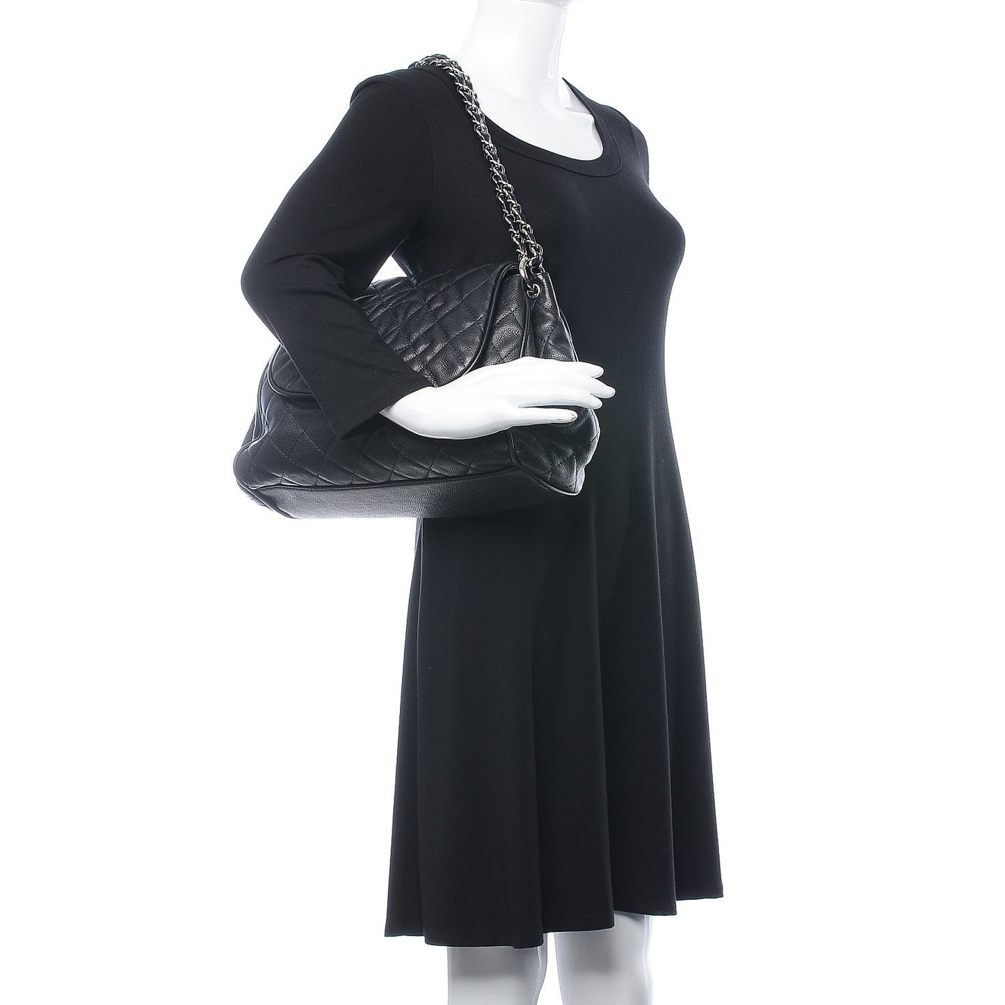 Caviar Quilted Timeless Accordion Flap Black
