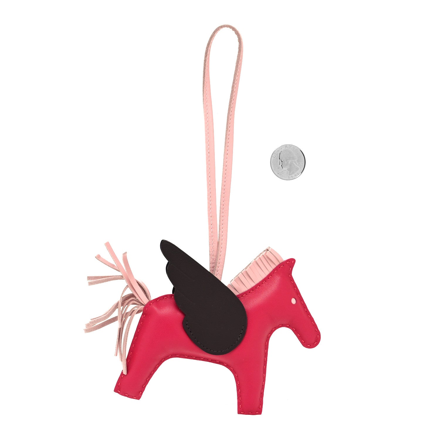 Hermes Milo Lambskin Grigri Rodeo Pegase Horse Bag Charm MM Framboise Rose Sakura Rouge Sellier 2 of 4