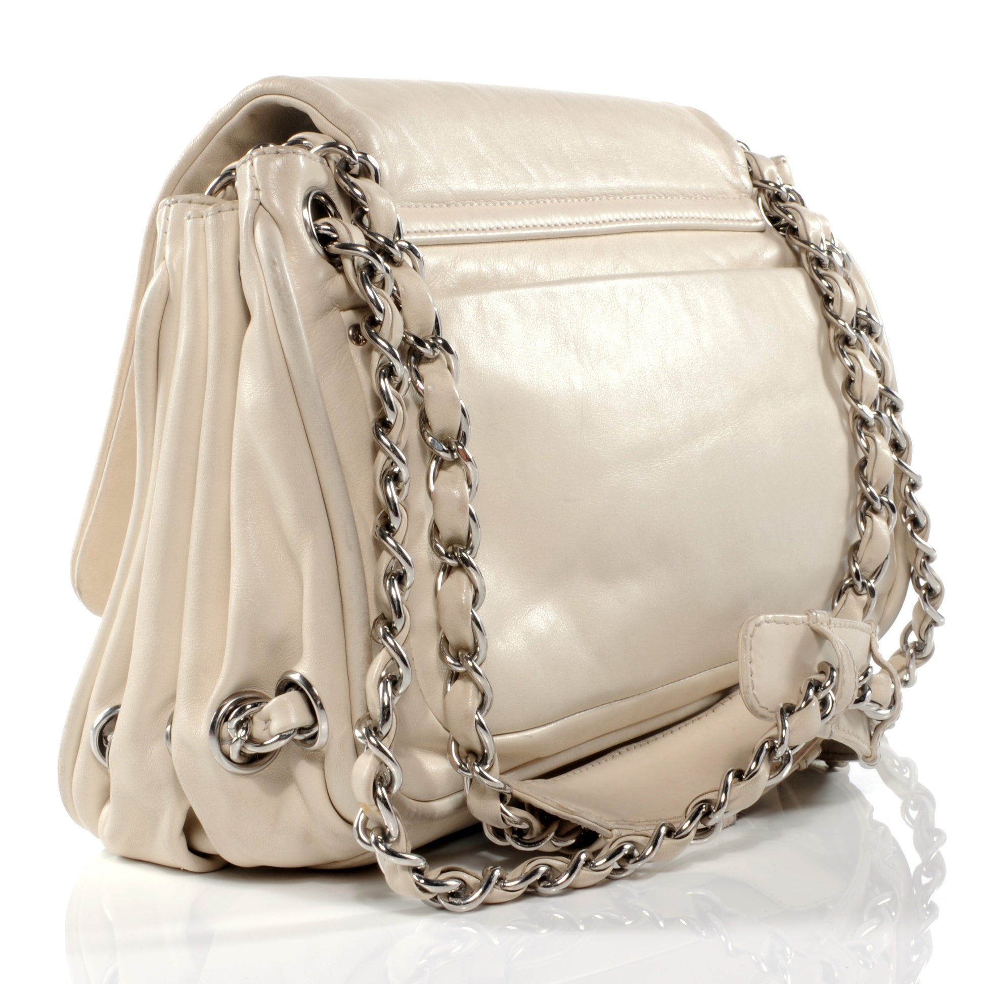 Chanel Leather Diagonal Ligne Flap Off White 3 of 7