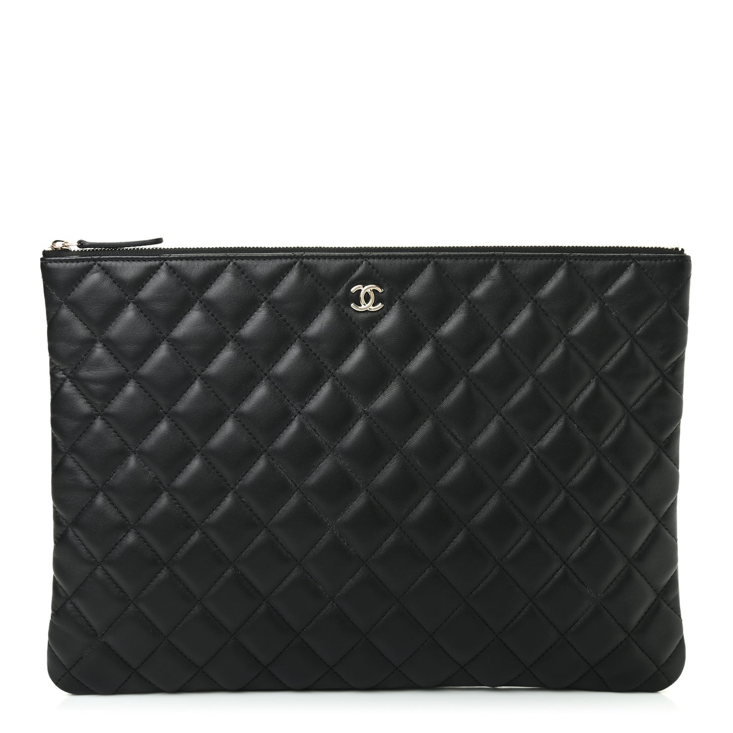 Lambskin Quilted Large Cosmetic Case Black