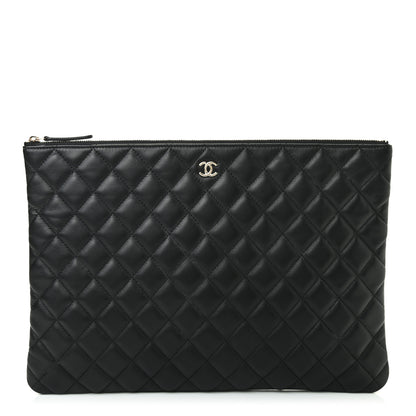 Chanel Lambskin Quilted Large Cosmetic Case Black 1 of 7