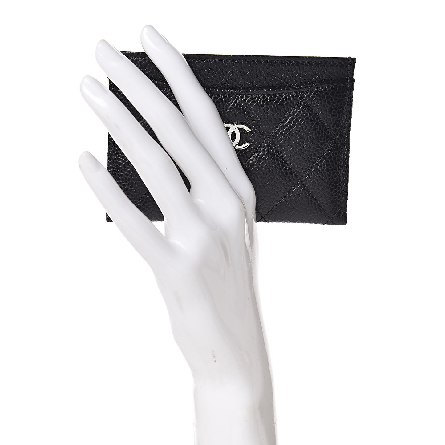 Caviar Quilted Card Holder Black