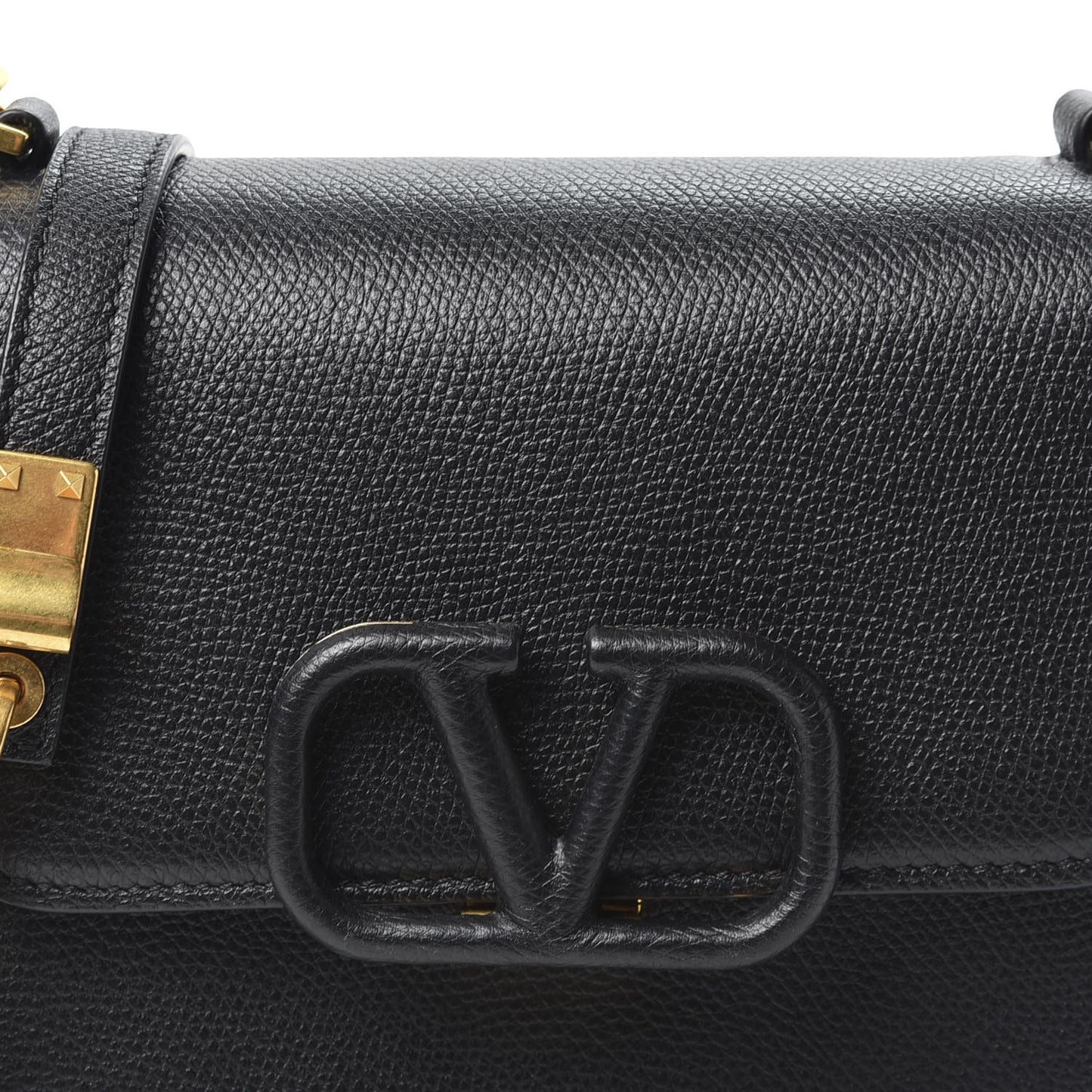 Grainy Calfskin Small VSling Shoulder Bag Black