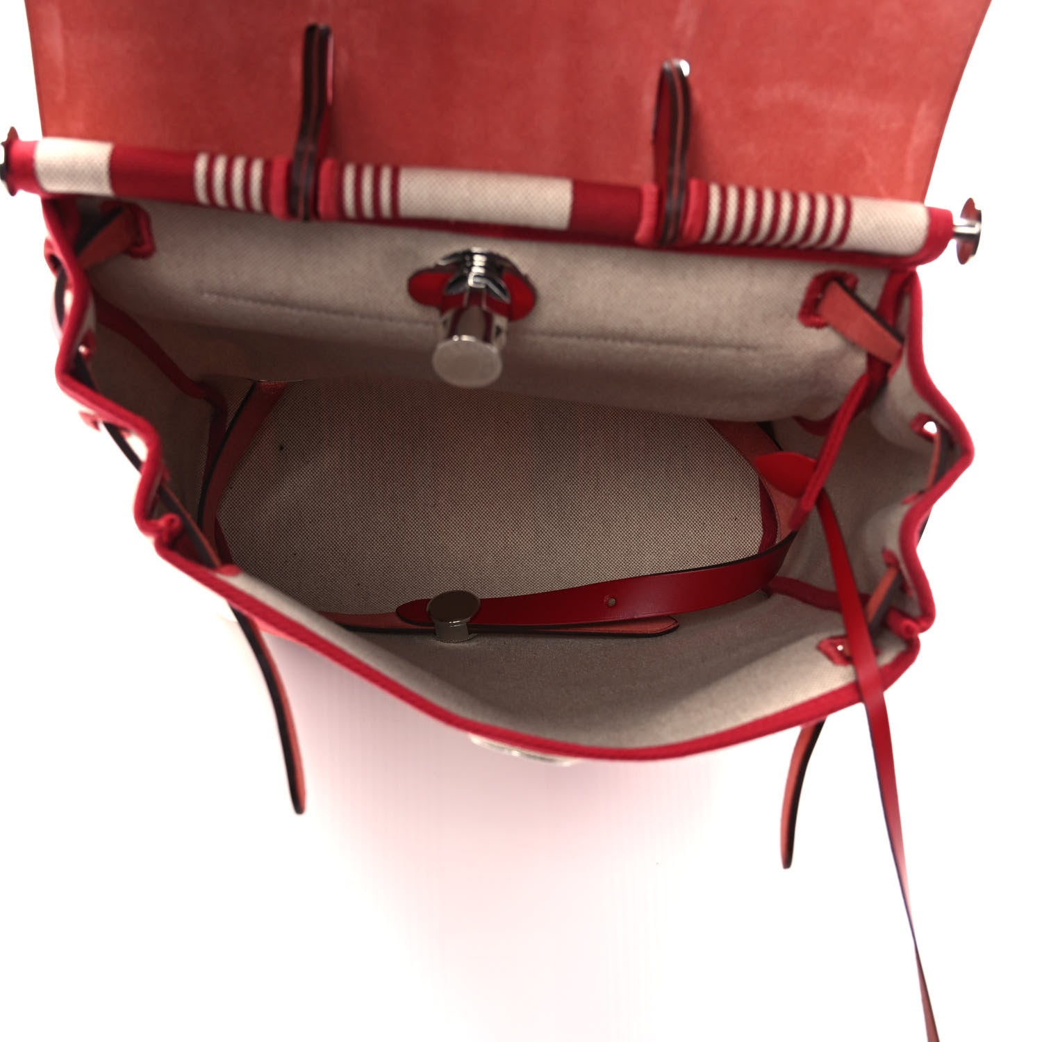 Hermes Vache Hunter Toile H Vibration Herbag a Dos Retourne Backpack Bordeaux Ficelle Rouge Piment 5 of 8
