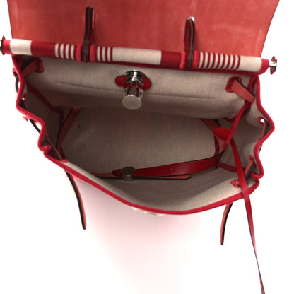 Hermes Vache Hunter Toile H Vibration Herbag a Dos Retourne Backpack Bordeaux Ficelle Rouge Piment 5 of 8