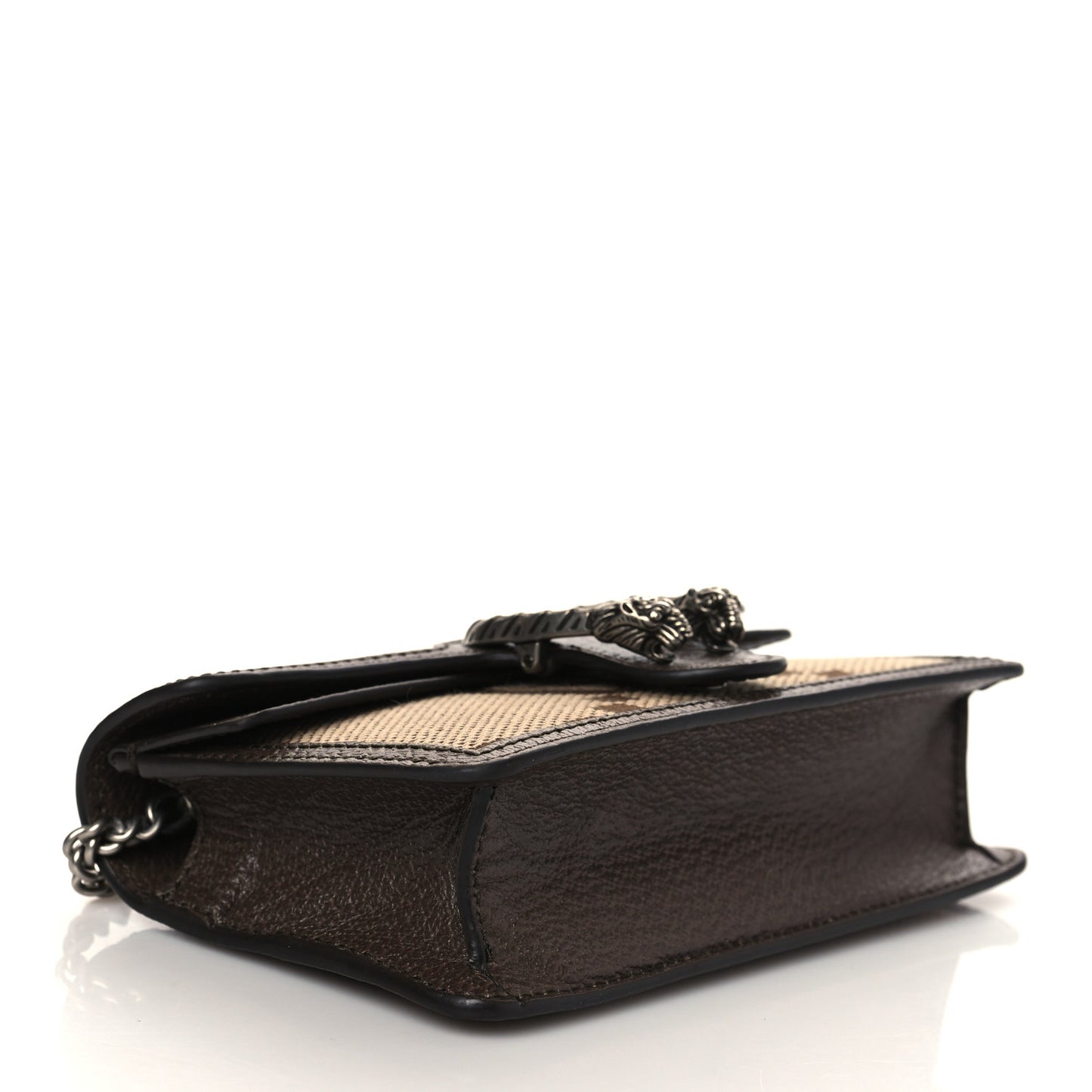Monogram Jumbo GG Textured Dollar Calfskin Super Mini Dionysus Shoulder Bag Camel Ebony New Acero