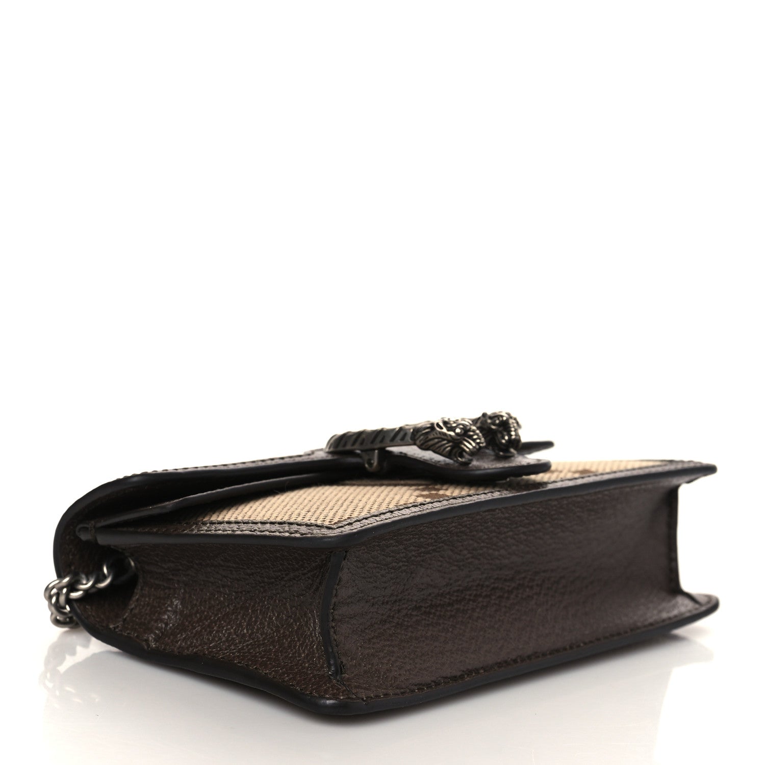 Gucci Monogram Jumbo GG Textured Dollar Calfskin Super Mini Dionysus Shoulder Bag Camel Ebony New Acero 4 of 10