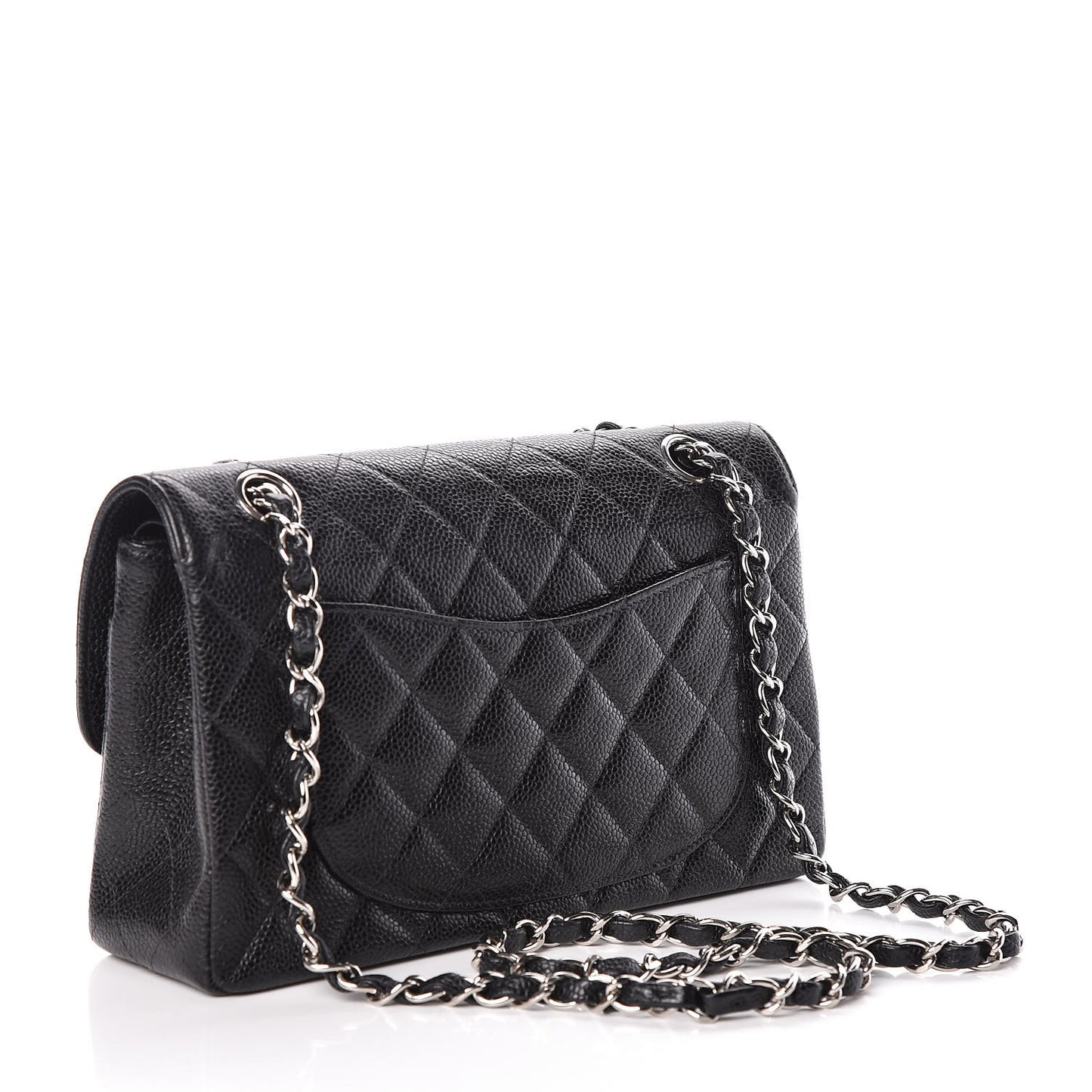 Caviar Quilted Small Double Flap Black