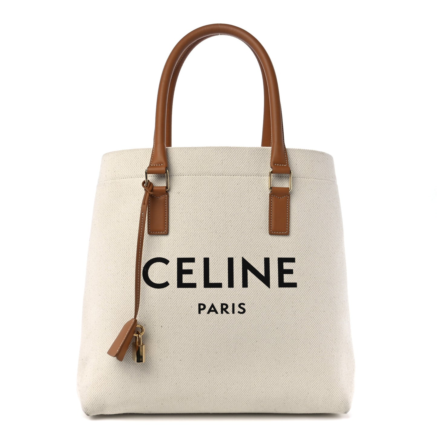 Canvas Calfskin Horizontal Cabas Natural Tan
