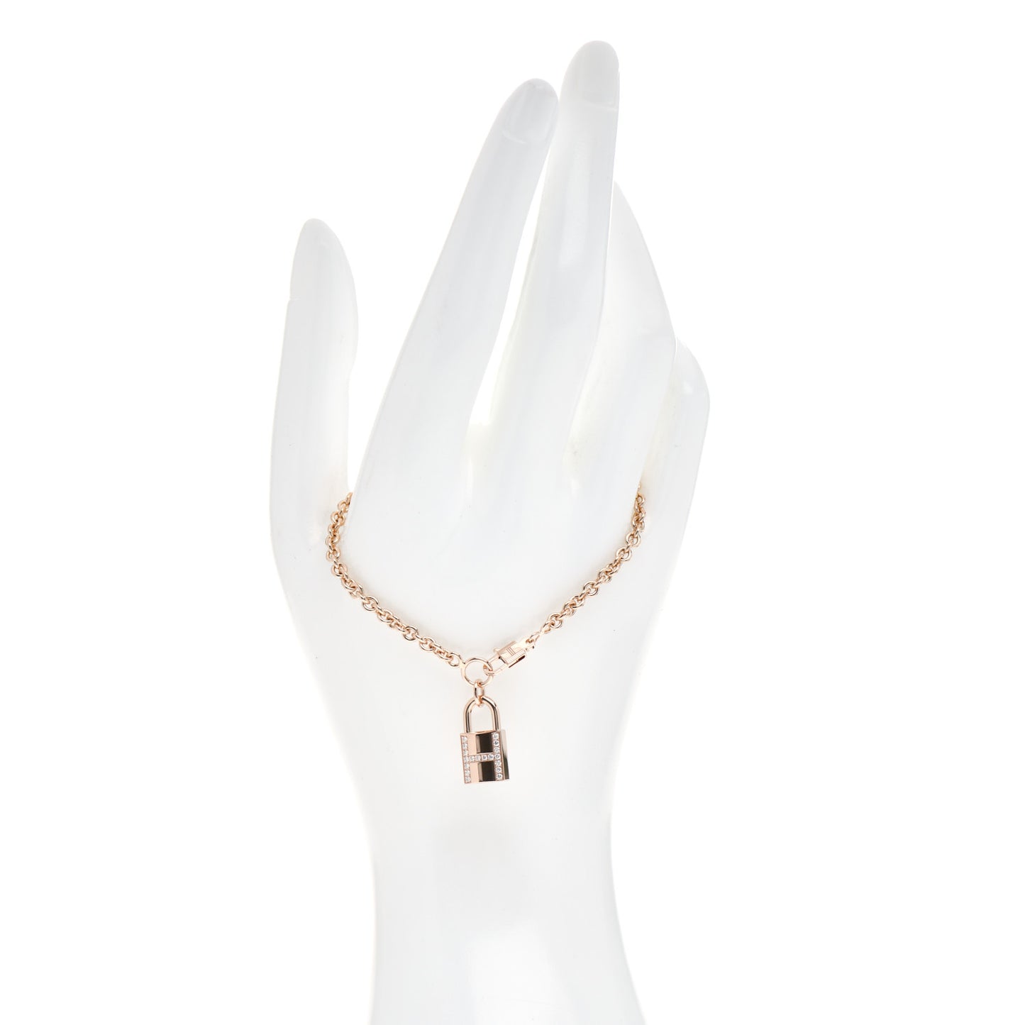 18K Rose Gold Diamond Amulettes Cadenas Bracelet ST