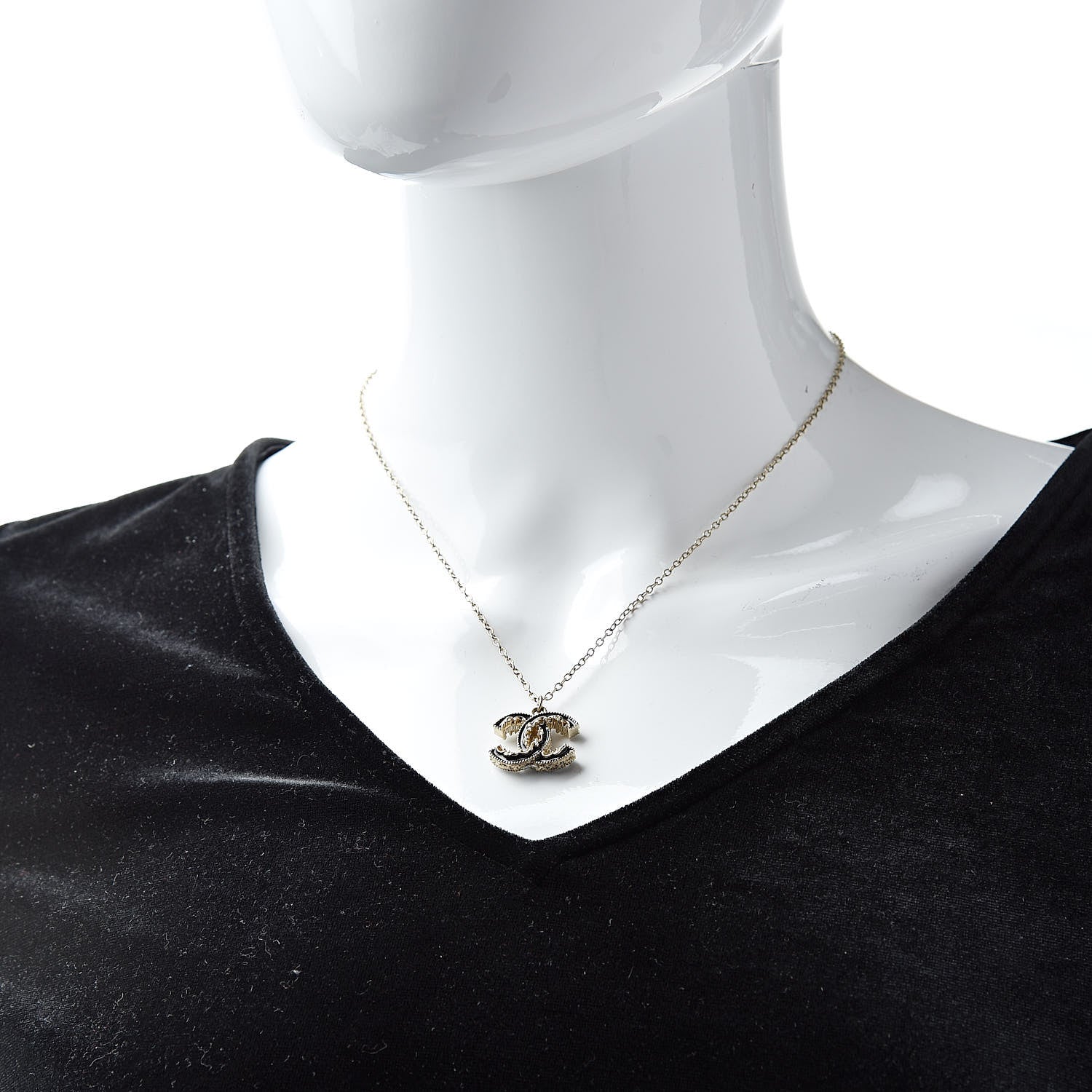 Chanel Enamel CC Baroque Necklace Black Gold 2 of 6