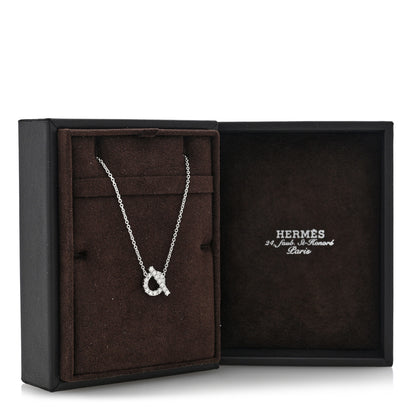 Hermes 18K White Gold Diamond Finesse Pendant Necklace 5 of 5