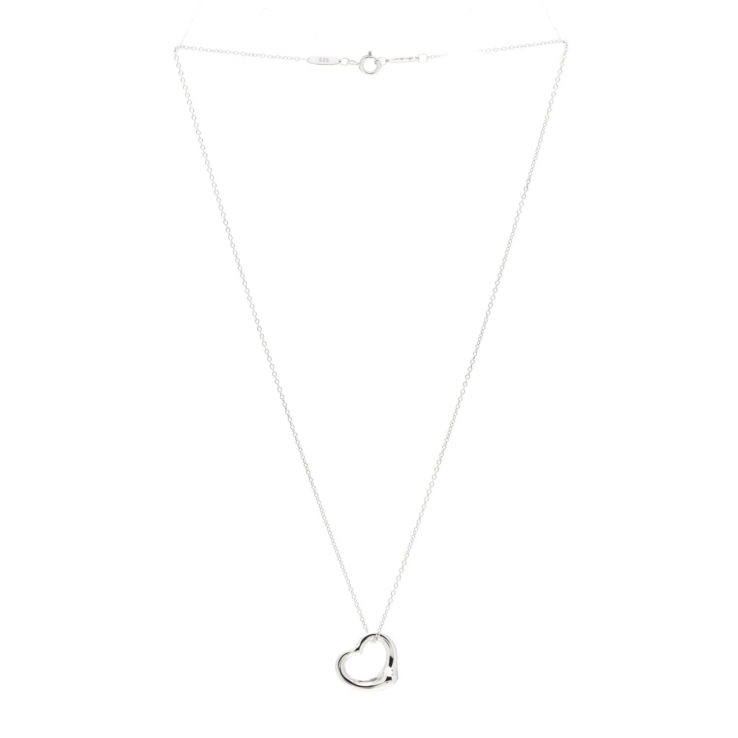 Tiffany Sterling Silver 16mm Elsa Peretti Open Heart Pendant Necklace 3 of 4