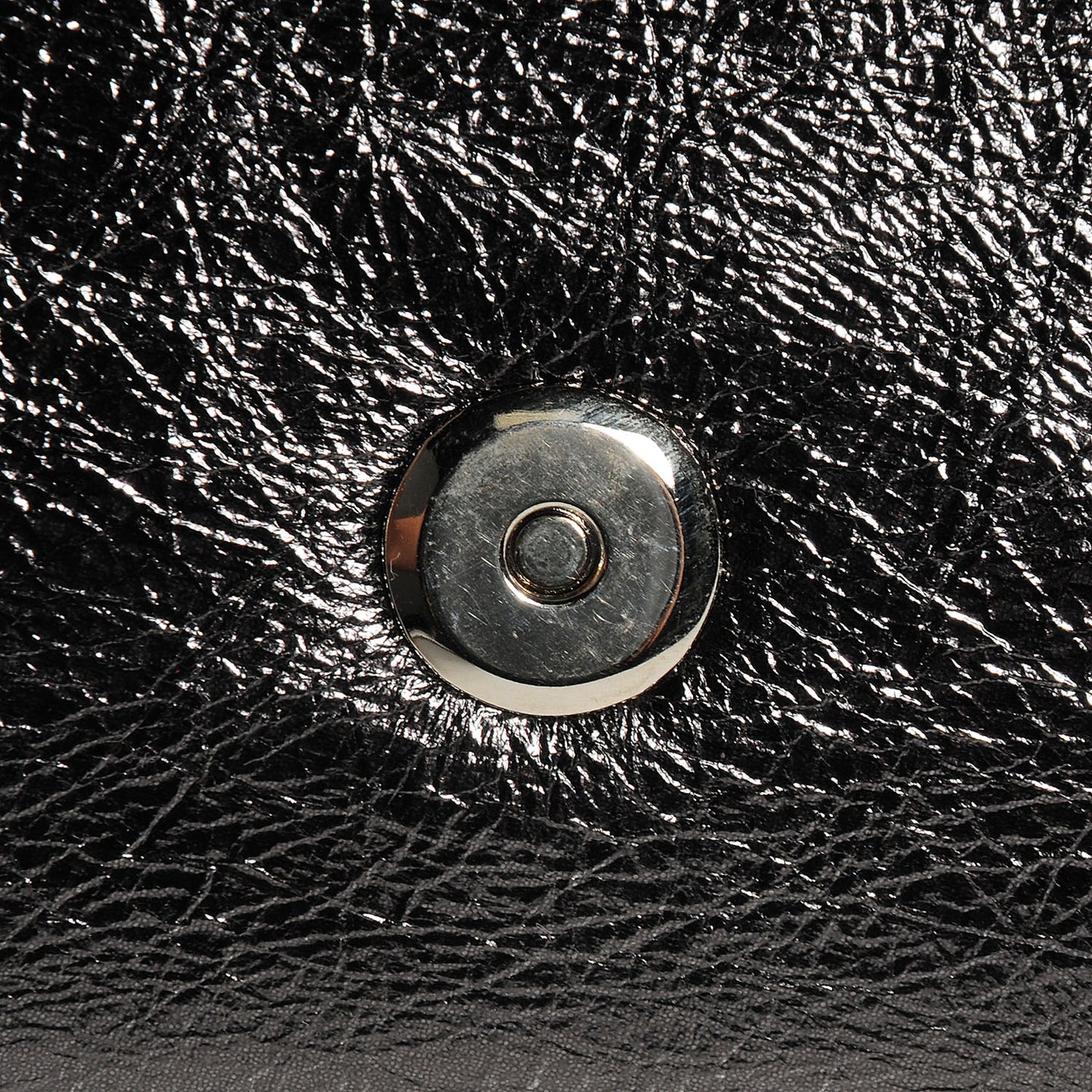 Metallic Leather Large Belle De Jour Clutch Dark Silver