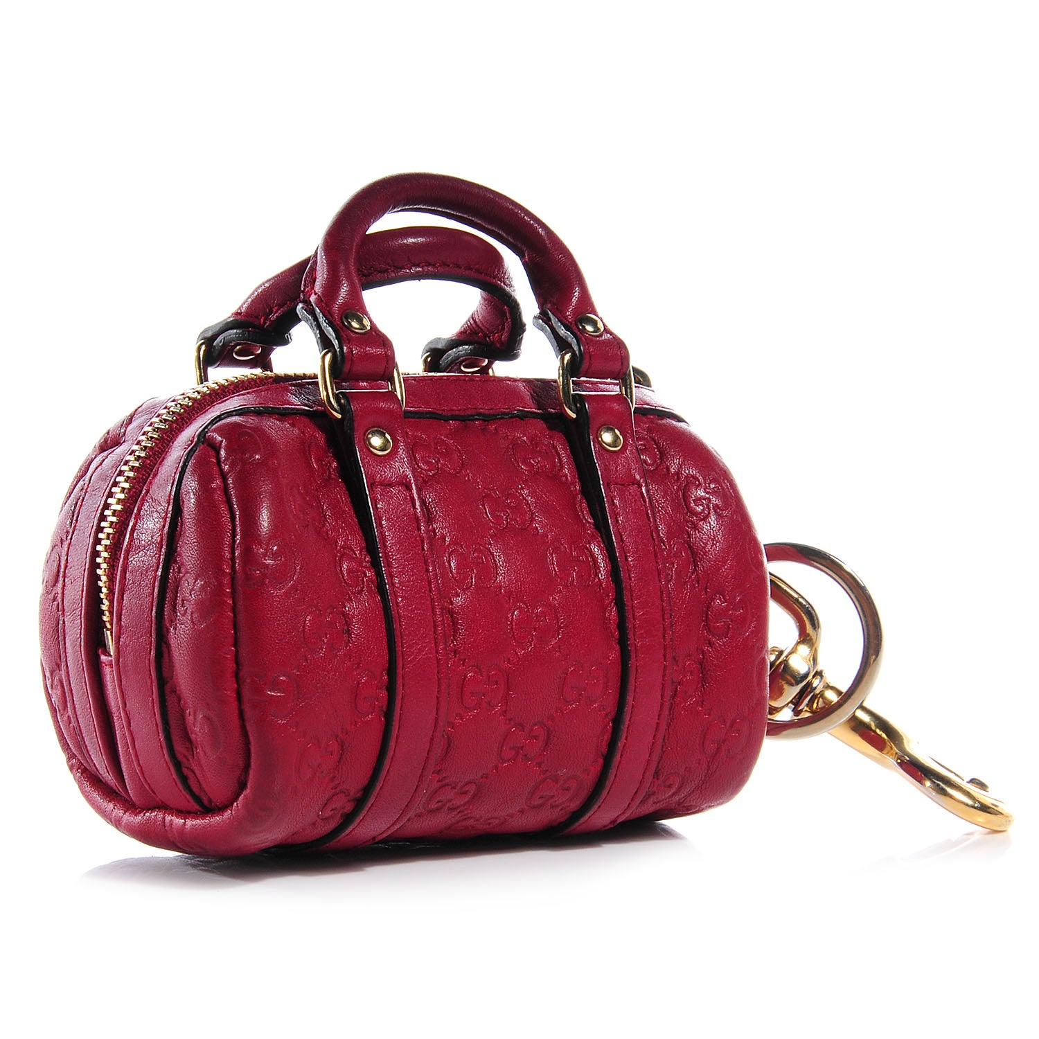 Gucci Guccissima Mini Boston Bag Charm Raspberry Red 3 of 5
