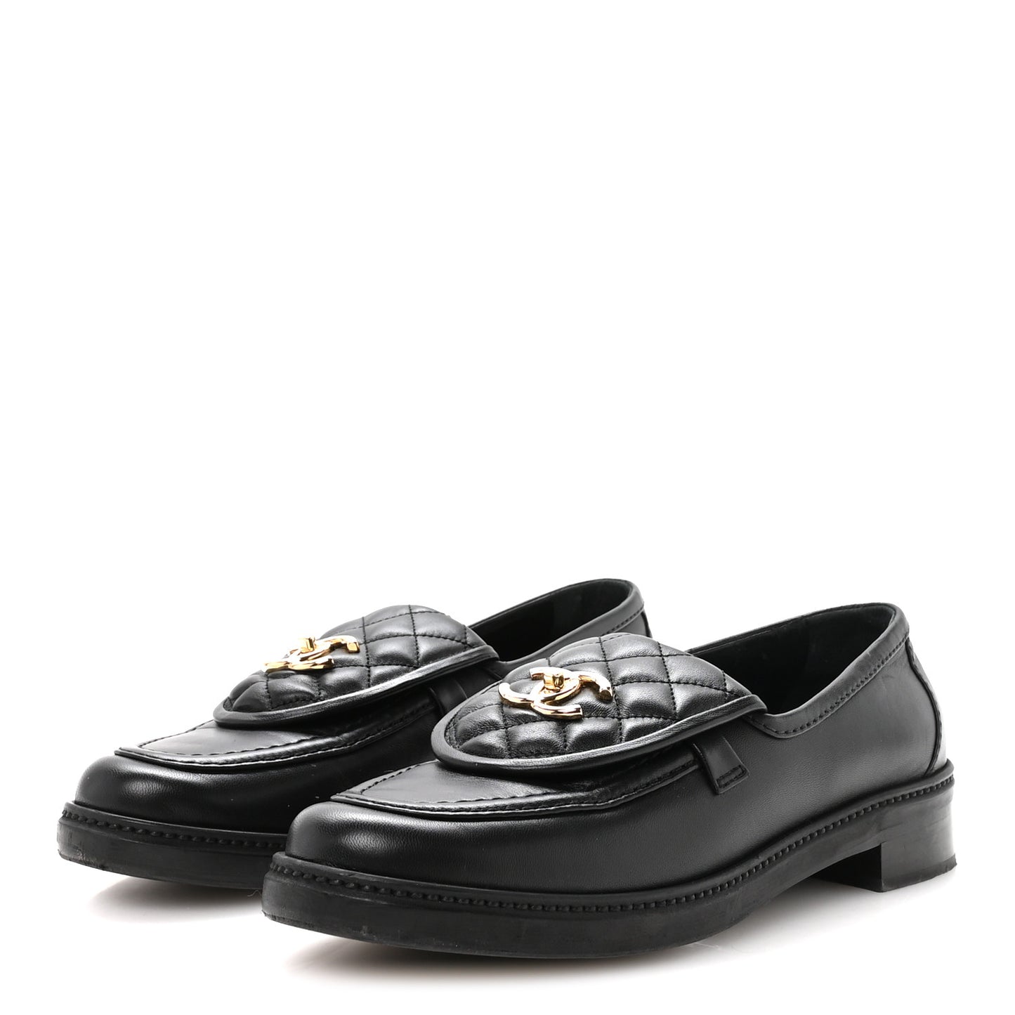 Lambskin Quilted CC Turnlock Loafers 41 Black
