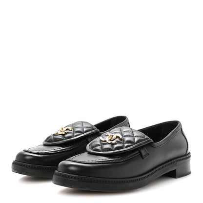 Chanel Lambskin Quilted CC Turnlock Loafers 41 Black 4 of 9