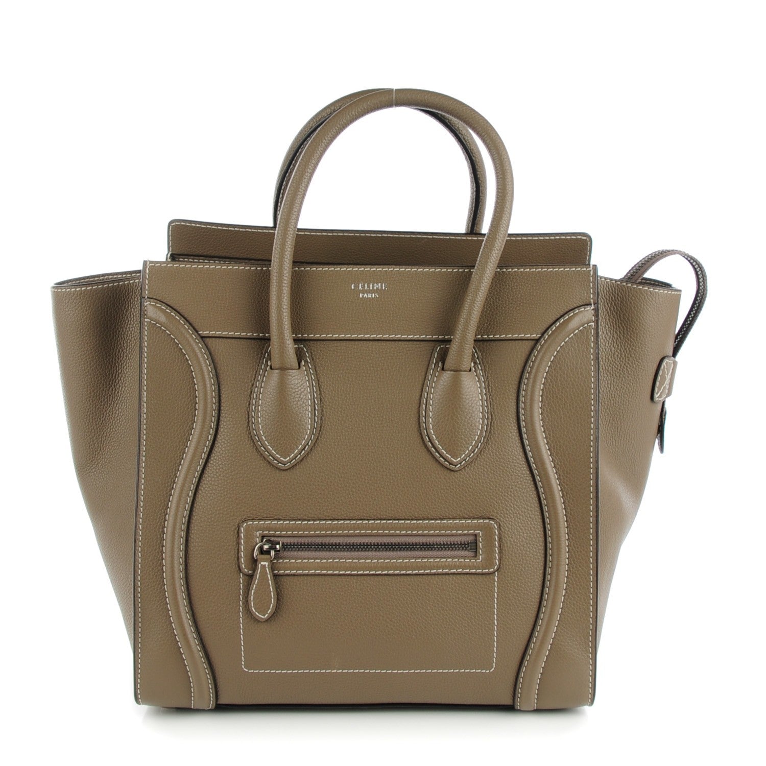 Celine Drummed Calfskin Mini Luggage Souris 1 of 8