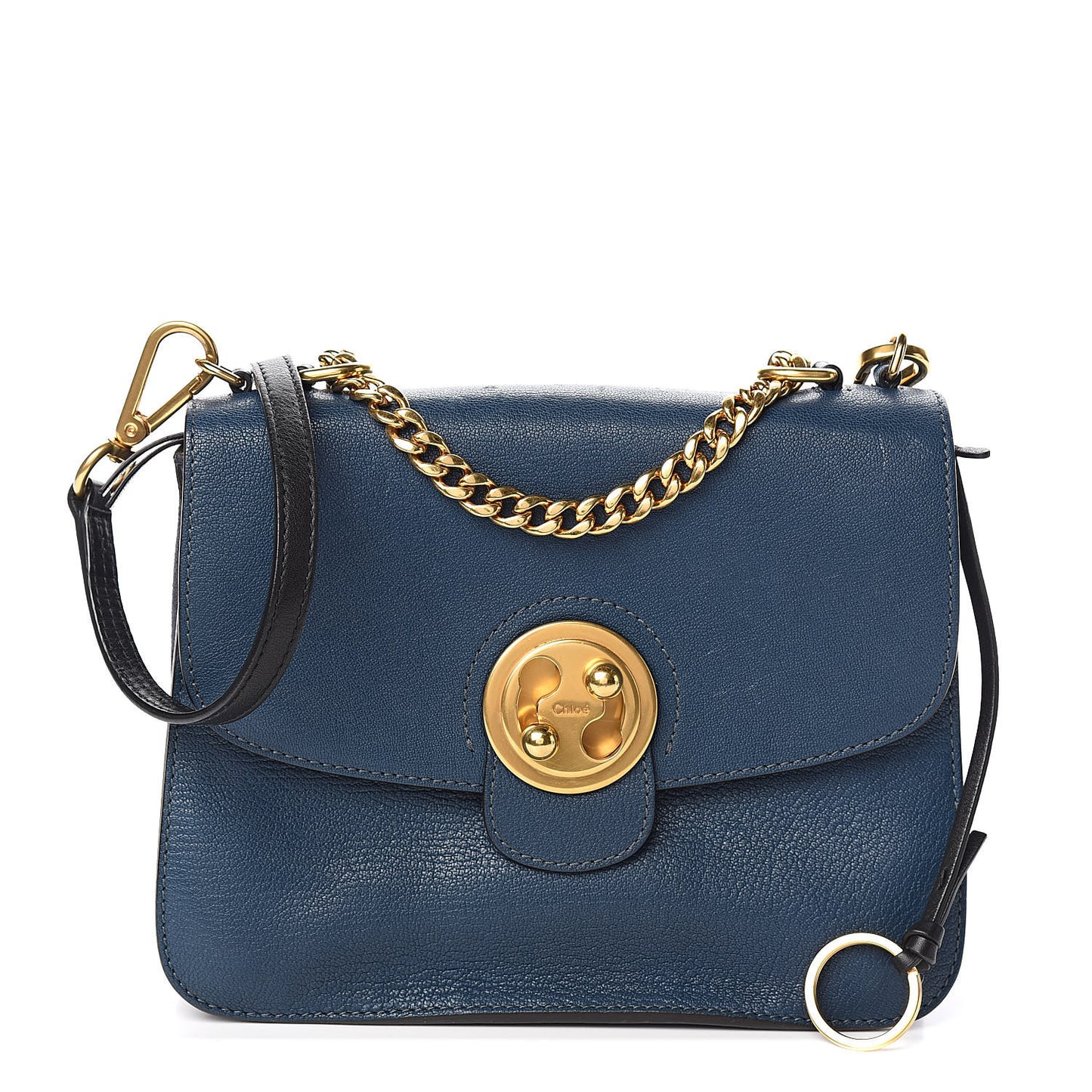Goatskin Medium Mily Shoulder Bag Denim Blue