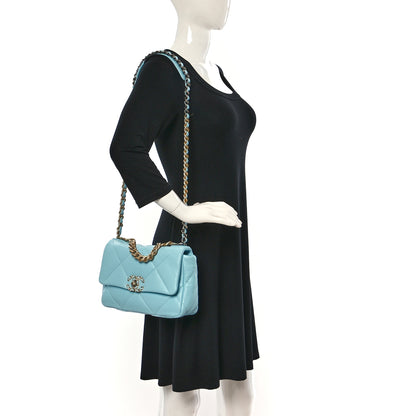 Chanel Lambskin Quilted Medium Chanel 19 Flap Light Blue 2 of 9
