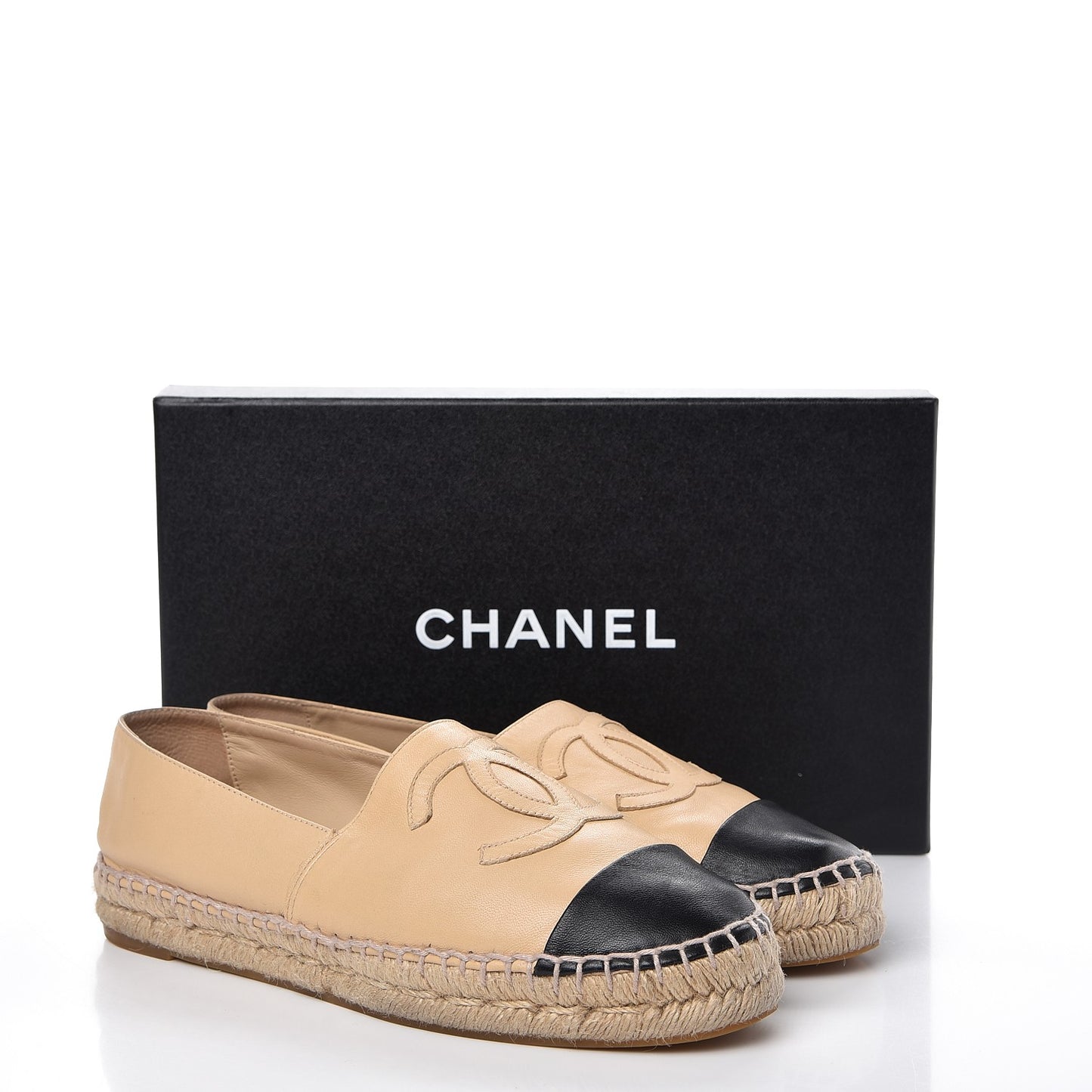 Lambskin CC Espadrilles 38 Beige Black
