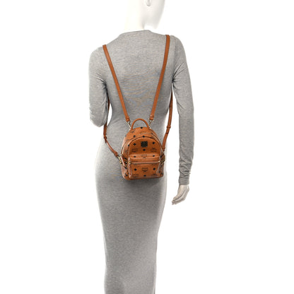 MCM Visetos Side Stud X-Mini Stark Bebe Boo Backpack Cognac 2 of 11
