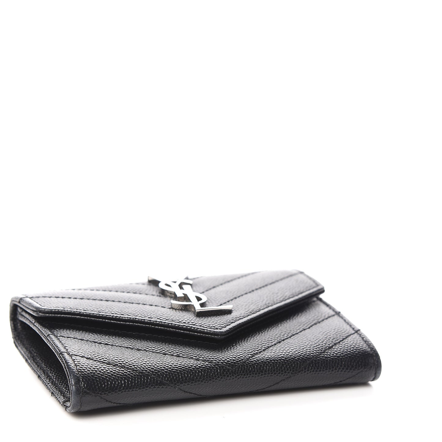 Grain De Poudre Matelasse Chevron Small Monogram Envelope Wallet Black