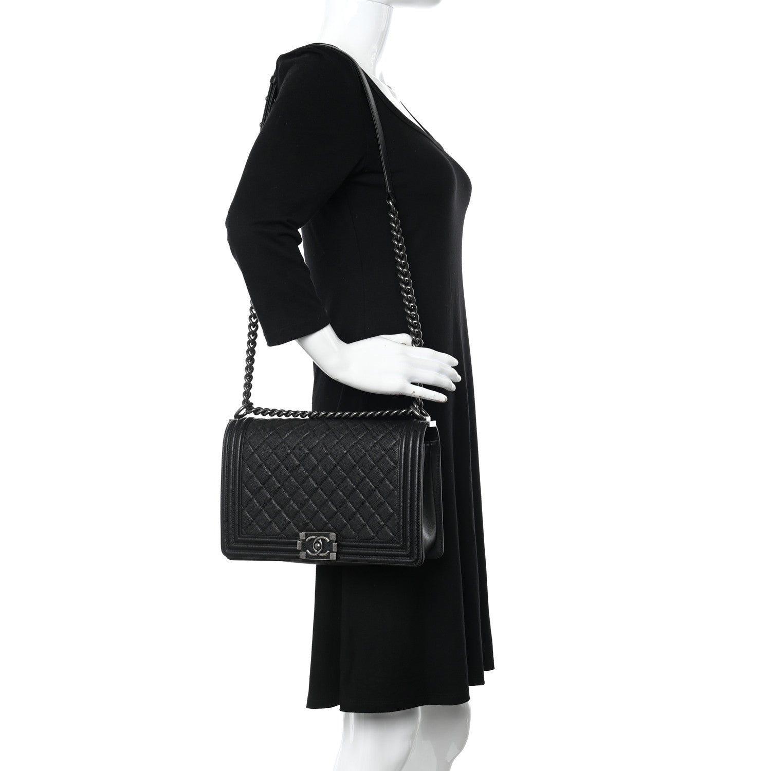 Chanel Grained Calfskin Quilted New Medium Boy Flap Black 2 of 11
