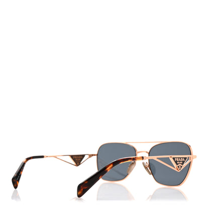 Prada Metal Symbole Triangle Logo Aviator Sunglasses SPR A50 Gold Tortoise Brown 4 of 8
