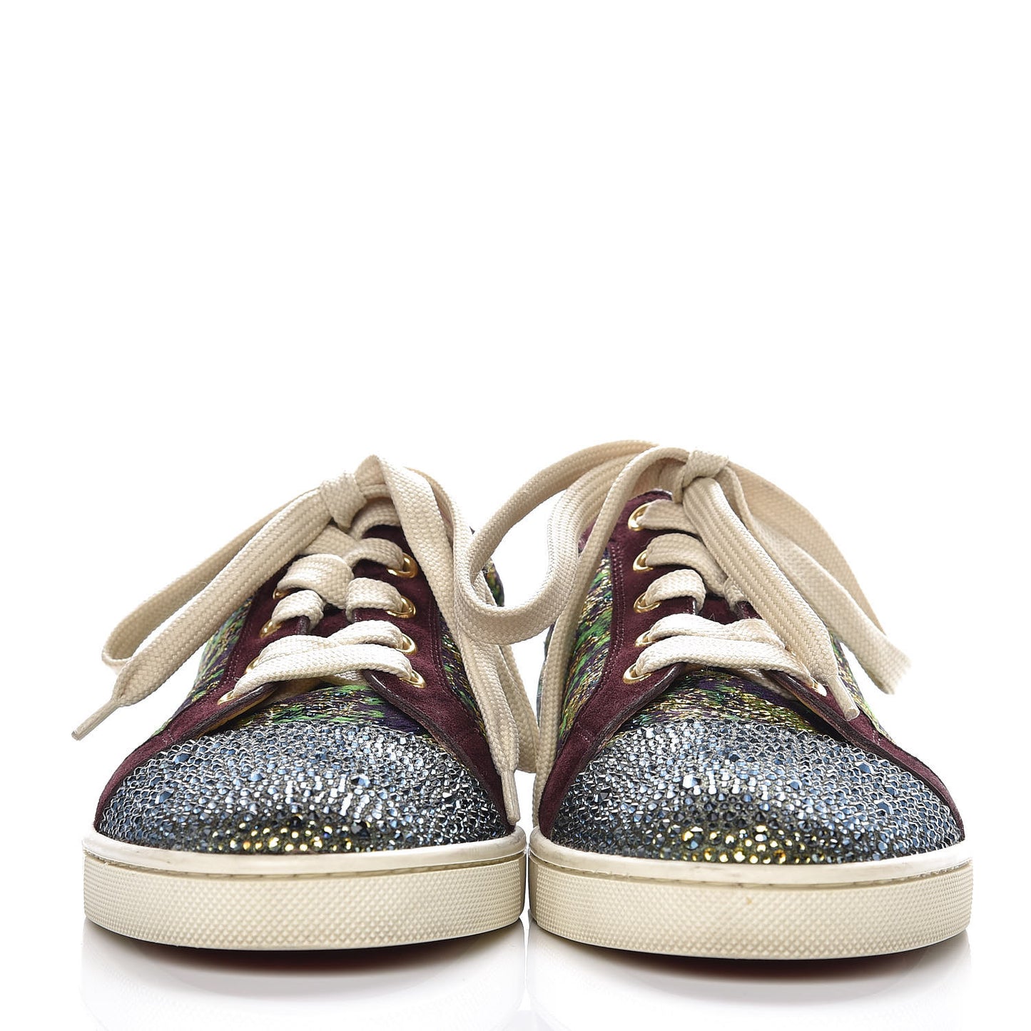 Crystal Metallic Suede Peacock Woven Lurex Gondolastrass Sneakers 37 Burgundy Green
