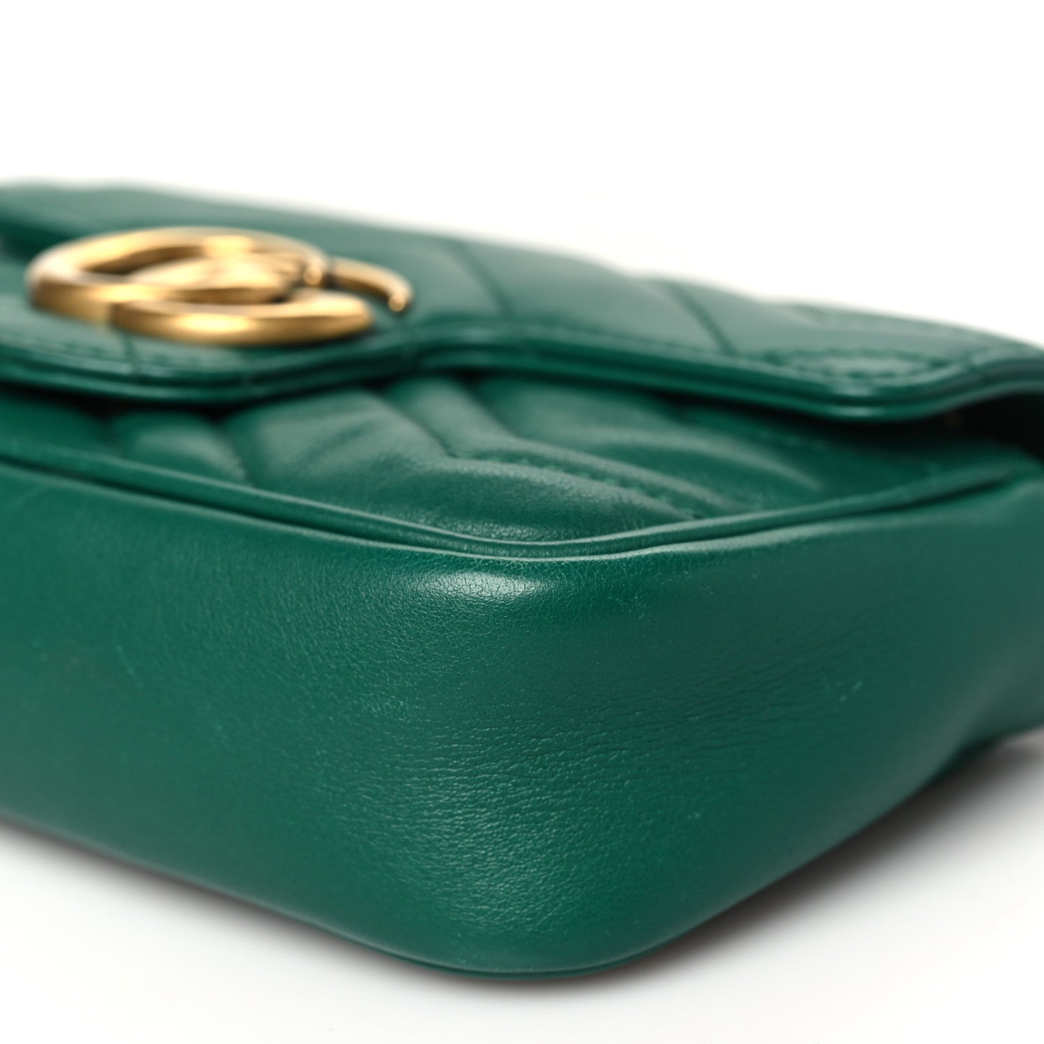 Gucci Calfskin Matelasse Super Mini GG Marmont Shoulder Bag Emerald Green 10 of 11