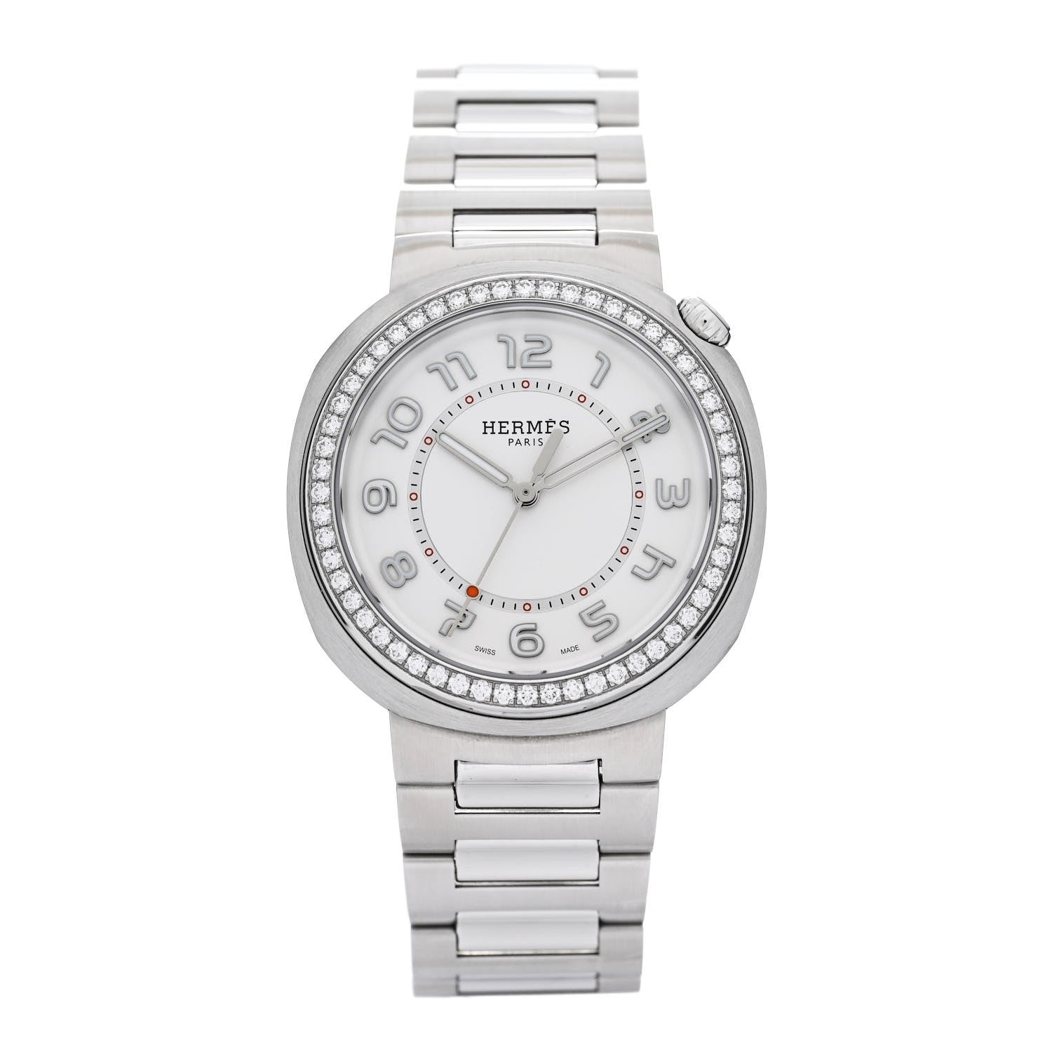 Hermes Stainless Steel Diamond Bezel 36mm Cut Automatic Watch 1 of 5