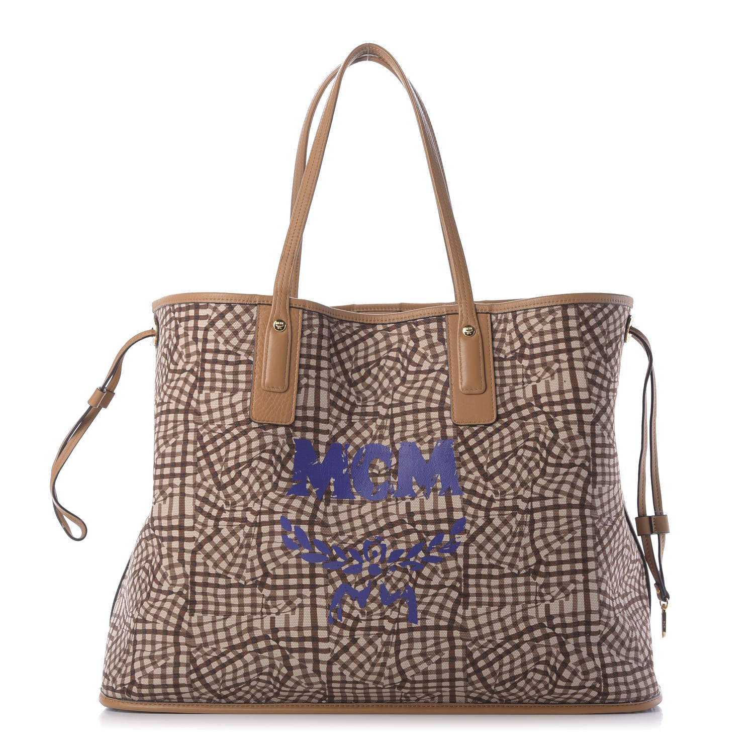 MCM Visetos Large Liz Reversible Shopper Tote Cognac 3 of 9