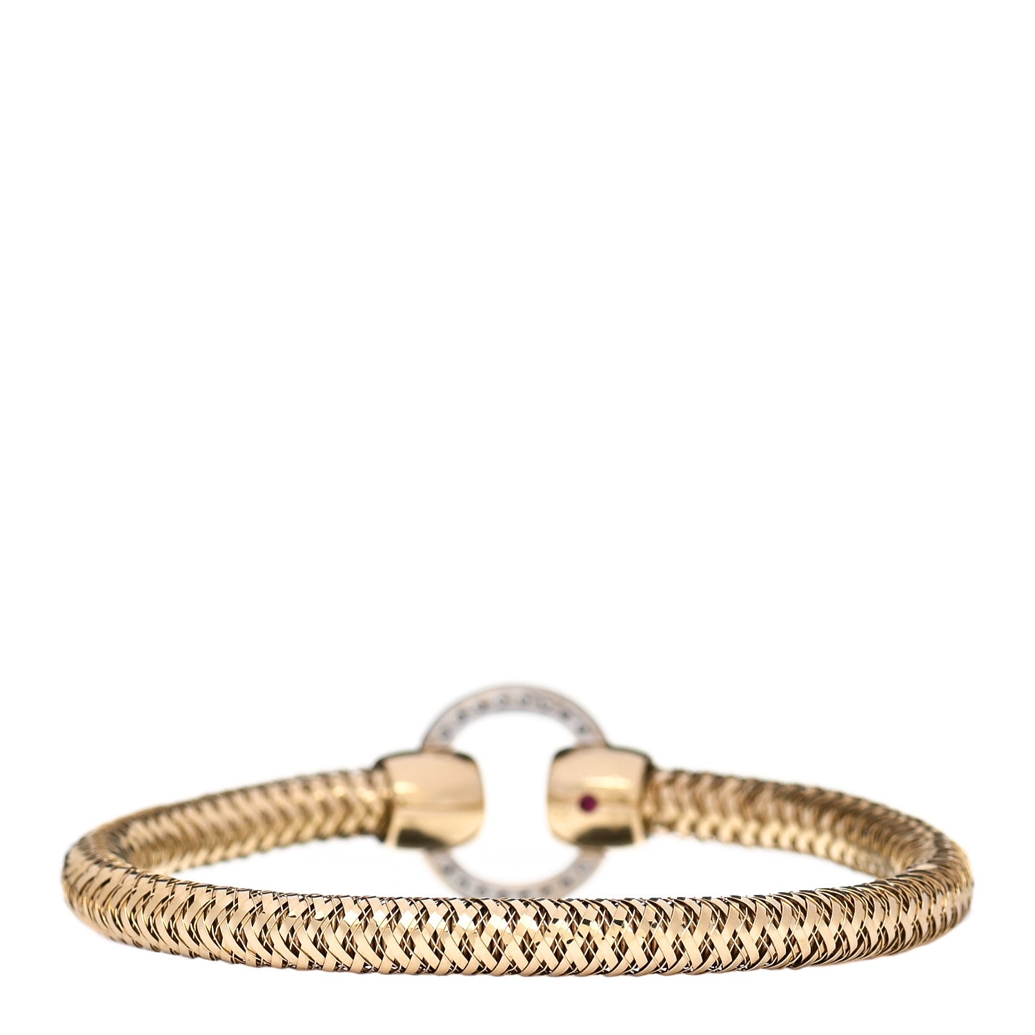 Roberto Coin 18K Yellow White Gold Diamond Primavera Bangle Bracelet 2 of 3