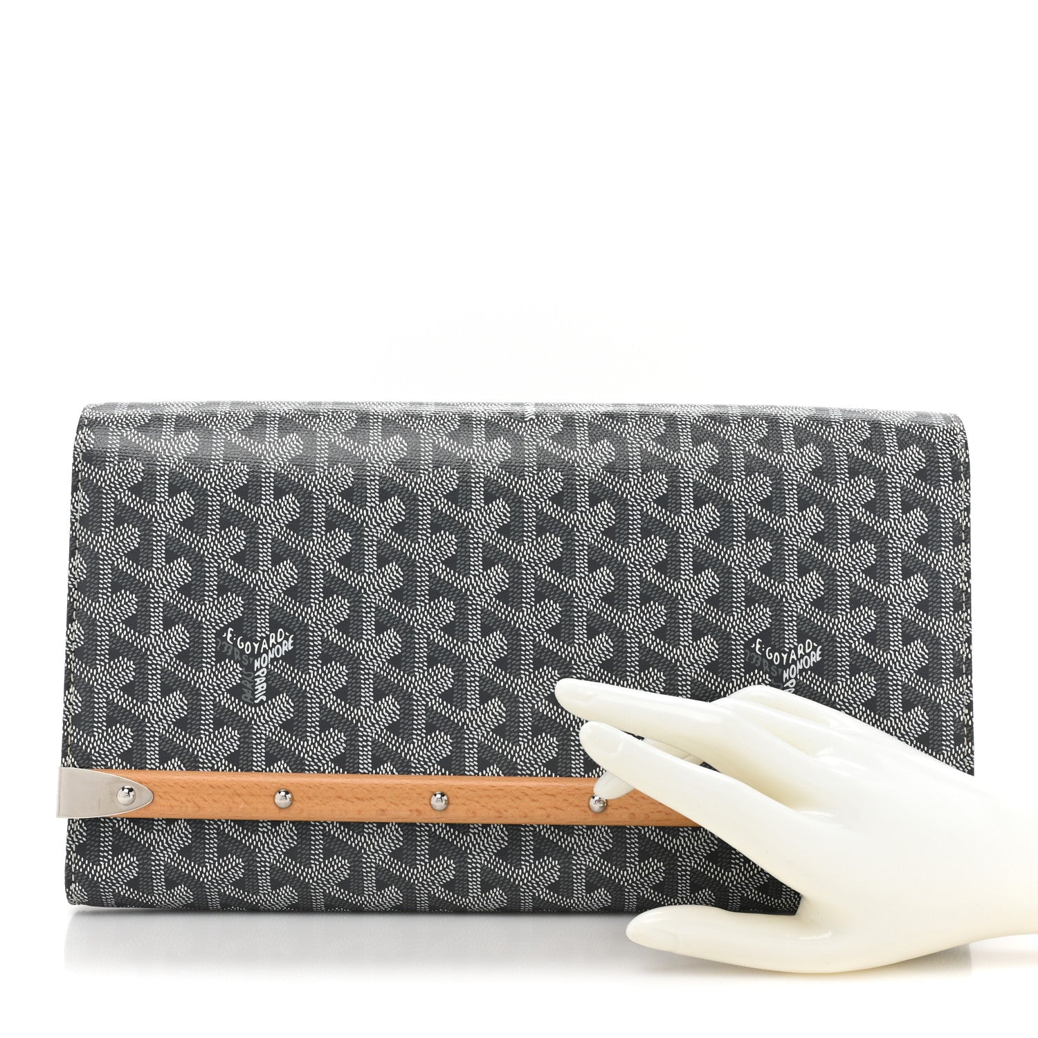 Goyard Goyardine Monte Carlo Bois Clutch Grey 2 of 11