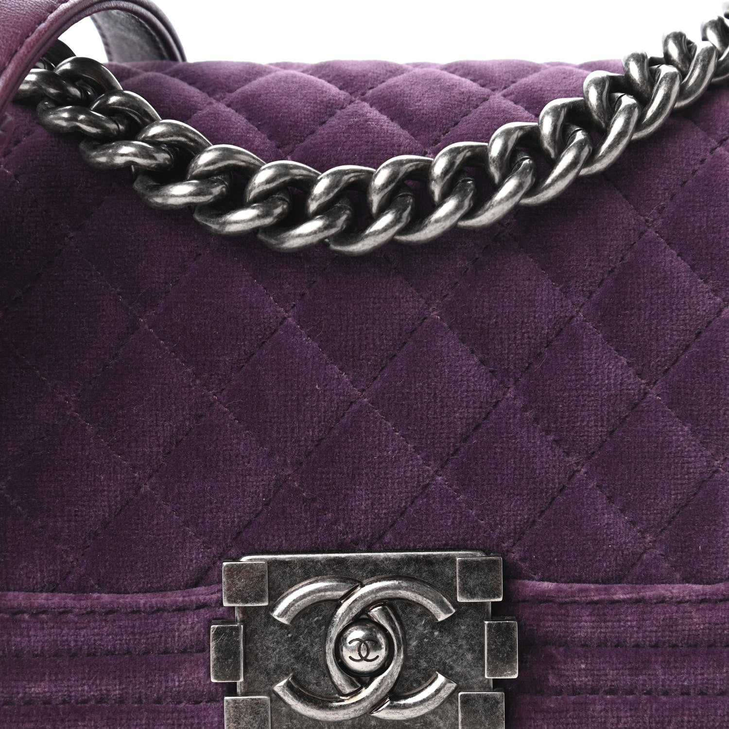 Chanel Velvet Quilted Small Boy Flap Purple 10 of 12