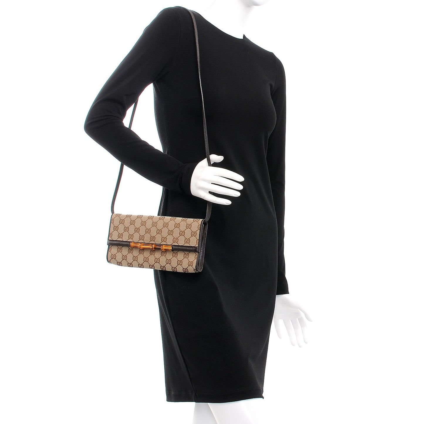 Monogram Bamboo Bar Clutch Dark Brown