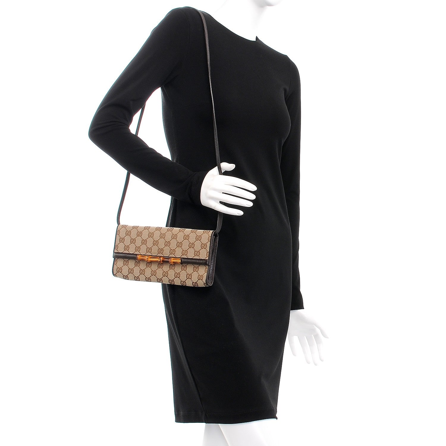 Gucci Monogram Bamboo Bar Clutch Dark Brown 2 of 8
