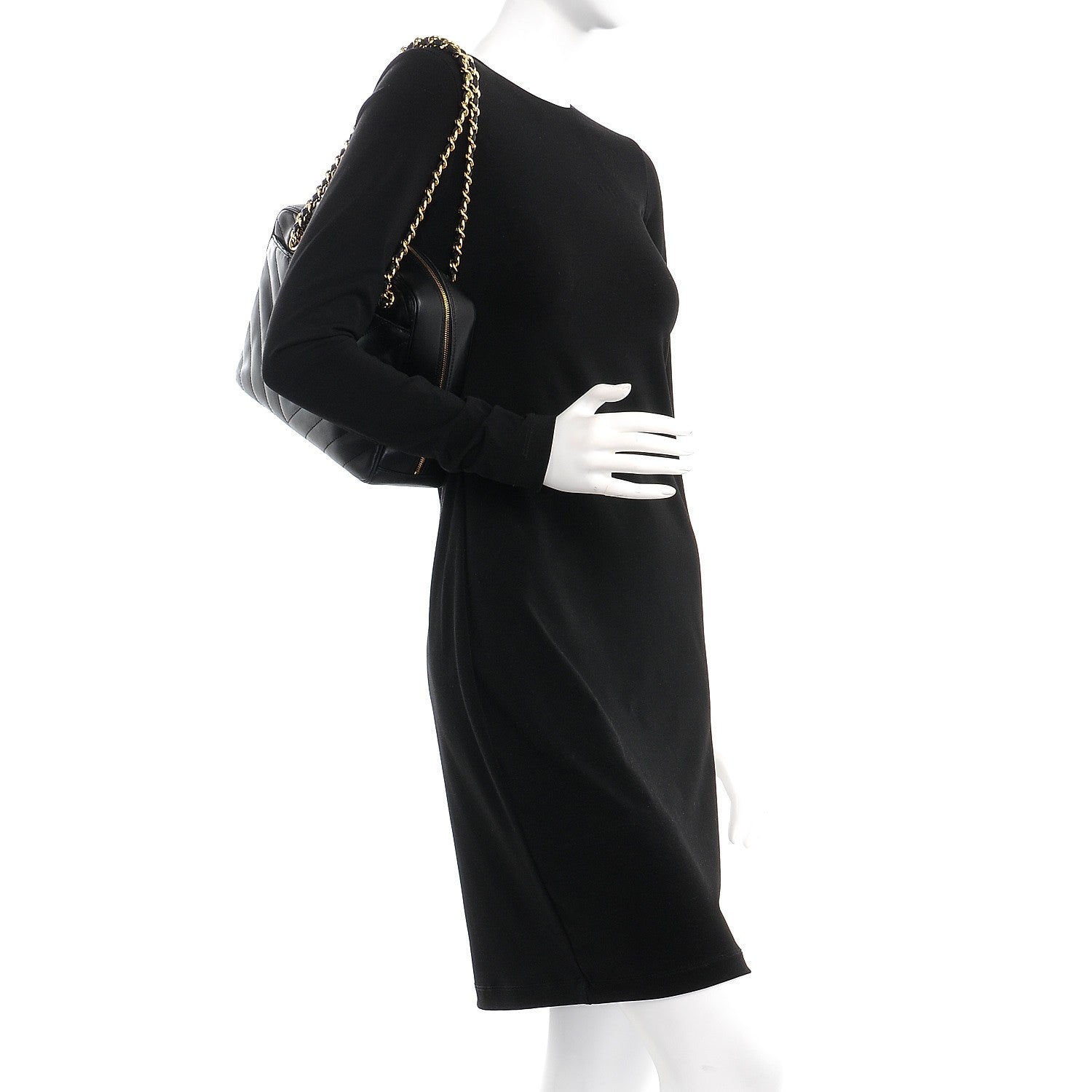 Chanel Lambskin Chevron Quilted Camera Case Black 2 of 10