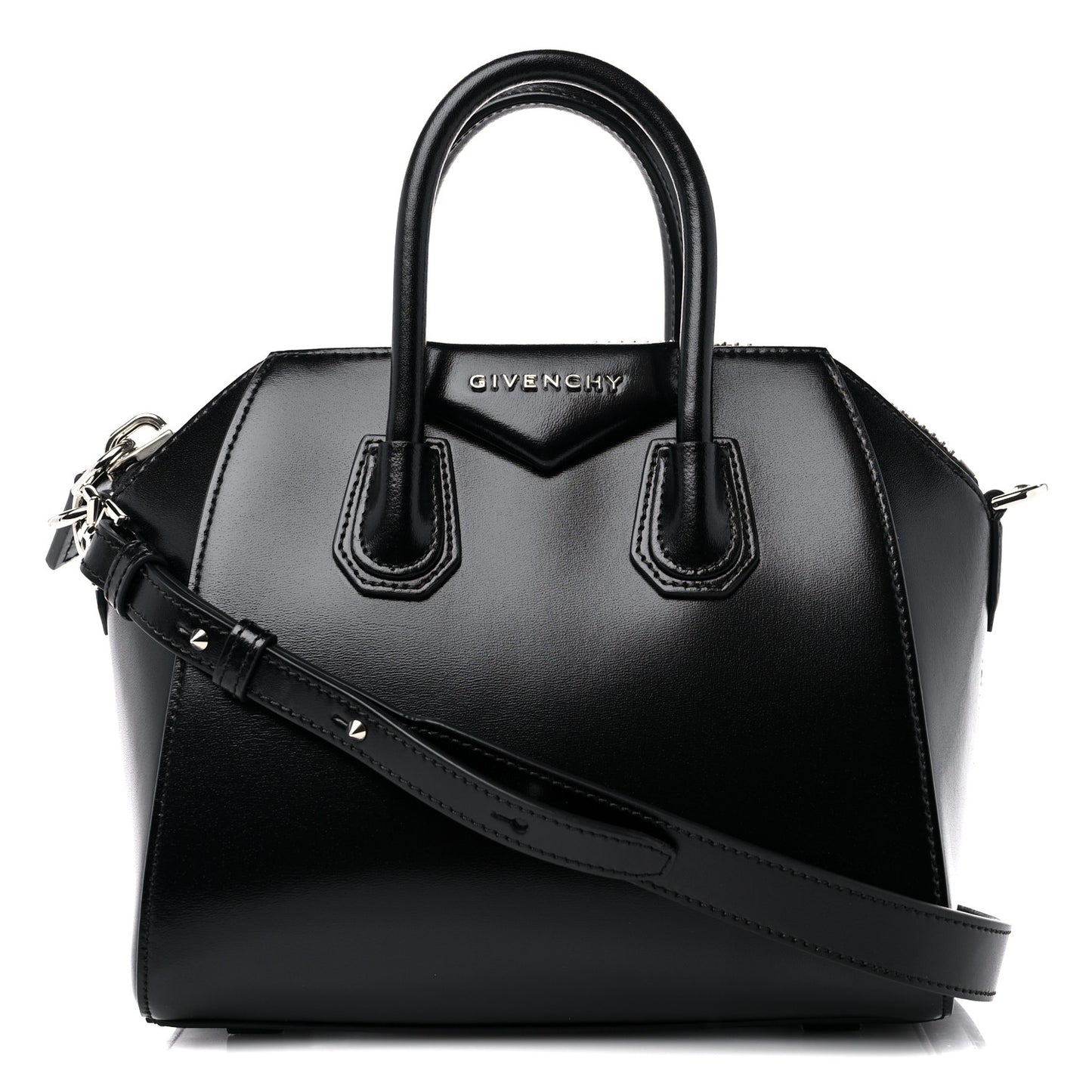 Shiny Lord Calfskin Mini Antigona Black