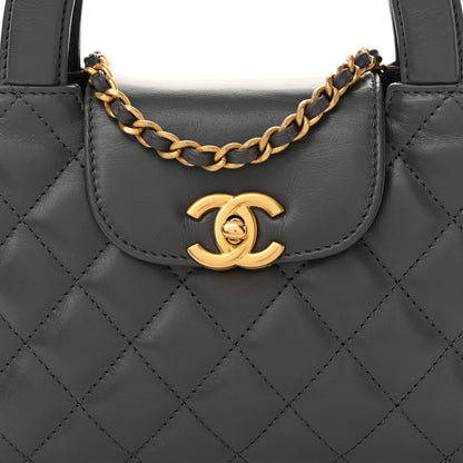 Chanel Shiny Aged Calfskin Quilted Nano Kelly Shopper Grey 7 of 10